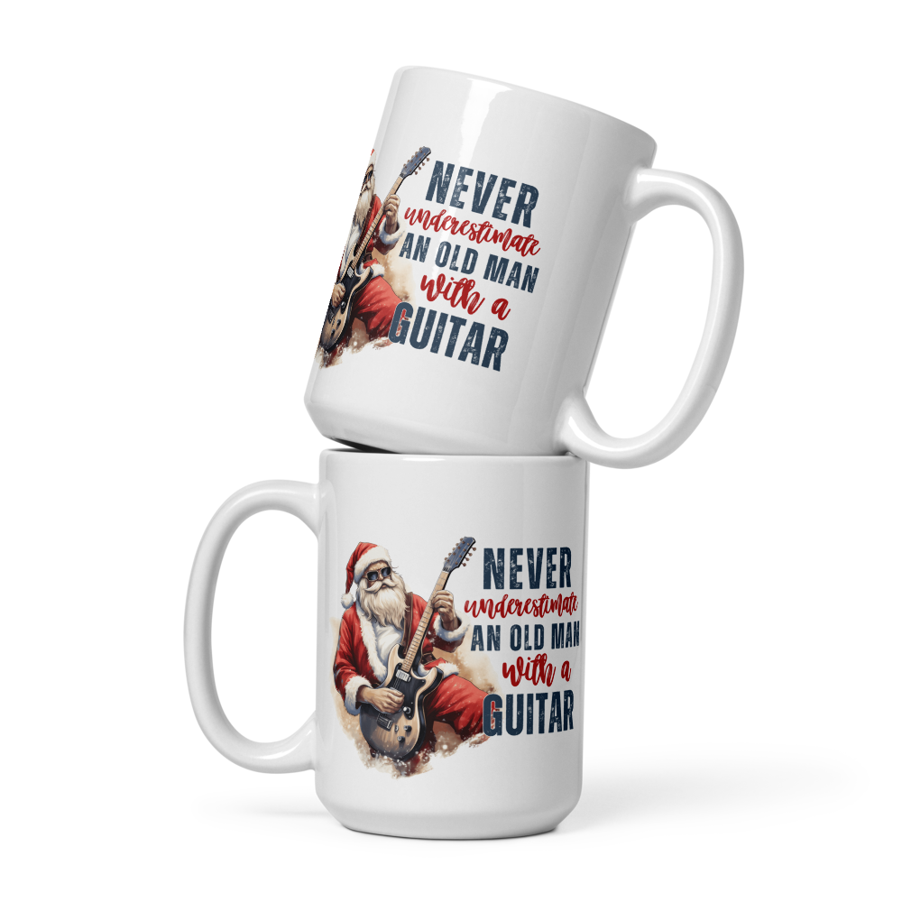 Never Underestimate An Old Man With A Guitar Christmas Mug